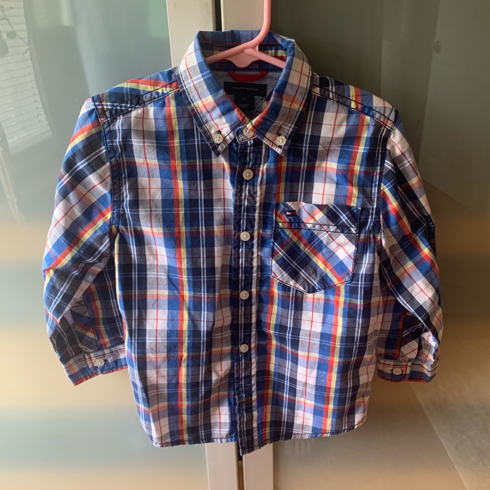 Plaid Print Tommy Hilfiger Button Down Collared Shirt